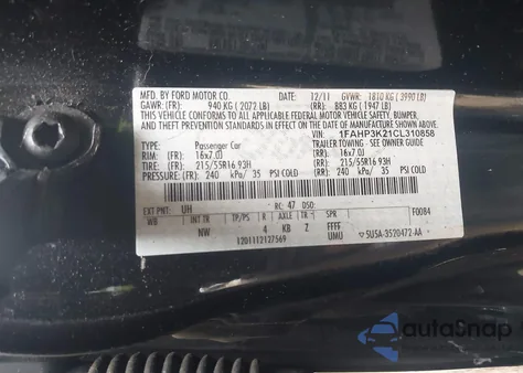 2012 Ford Focus Se из США, поврежденный, VIN 1FAHP3K21CL310858